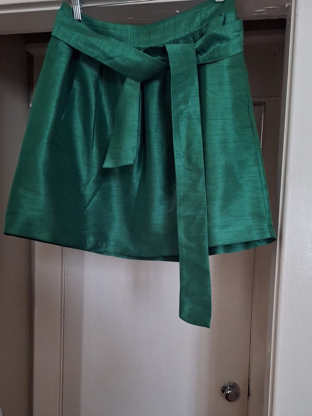 crown & ivy Green Mini Skirt with Tie Waist
